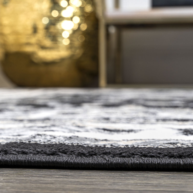 Charlton Home® Yeghivart Performance Black/Cream Rug & Reviews Wayfair